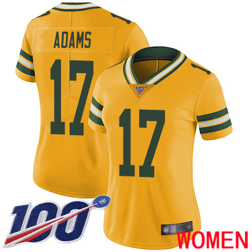 Green Bay Packers Limited Gold Women #17 Adams Davante Jersey Nike NFL 100th Season Rush Vapor Untouchable
